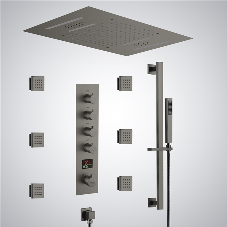 Fontana Boucau Gun Metal Gray Hot and Cold Digital Shower Set | 4 ...