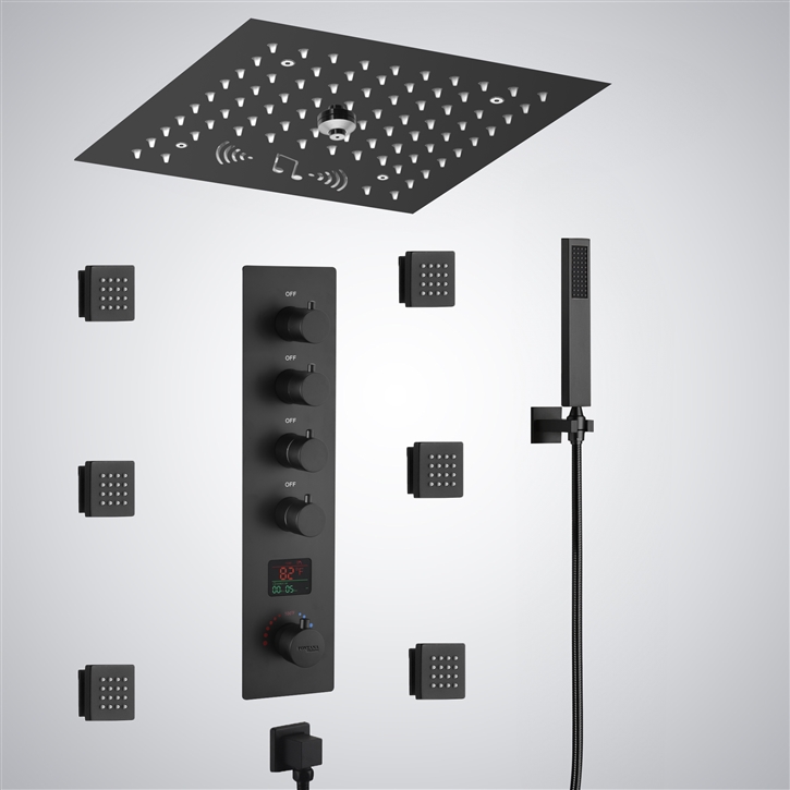 Fontana Bar-le-Duc Matte Black 4 Function Thermostatic Digital Shower ...
