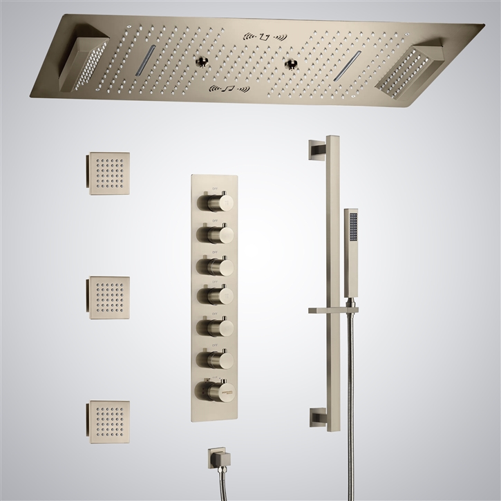 Fontana Soissons Champagne LED Music 6 Function Luxury Shower Set