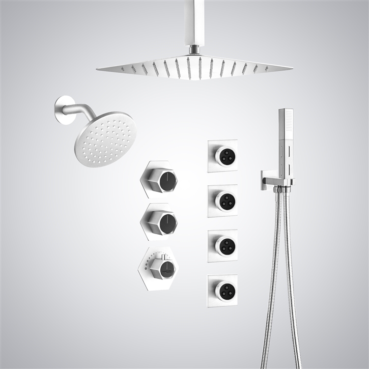 Fontana Azay-le-Rideau Matte White Thermostatic Luxury Split Type Shower Set