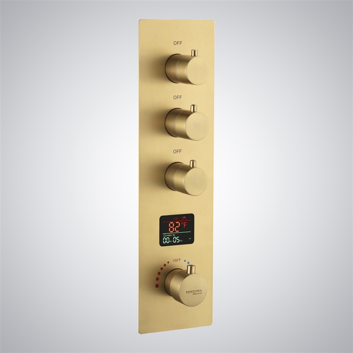 Fontana VendÃ´me Brushed Gold Hot And Cold Digital Display Luxury Shower Mixer