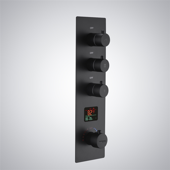 Fontana VendÃ´me Matte Black Thermostatic Luxury Shower Mixer With LCD Display