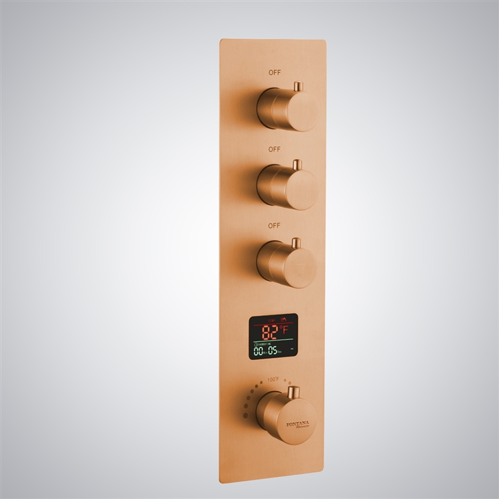 Fontana VendÃ´me Rose Gold Thermostatic LCD Digital Luxury Shower Mixer