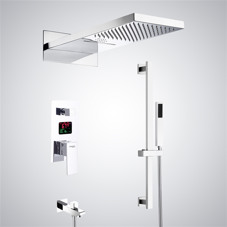 Fontana Chalon-sur-Saone Matte White Multifunctional LED Display Luxury Shower Set