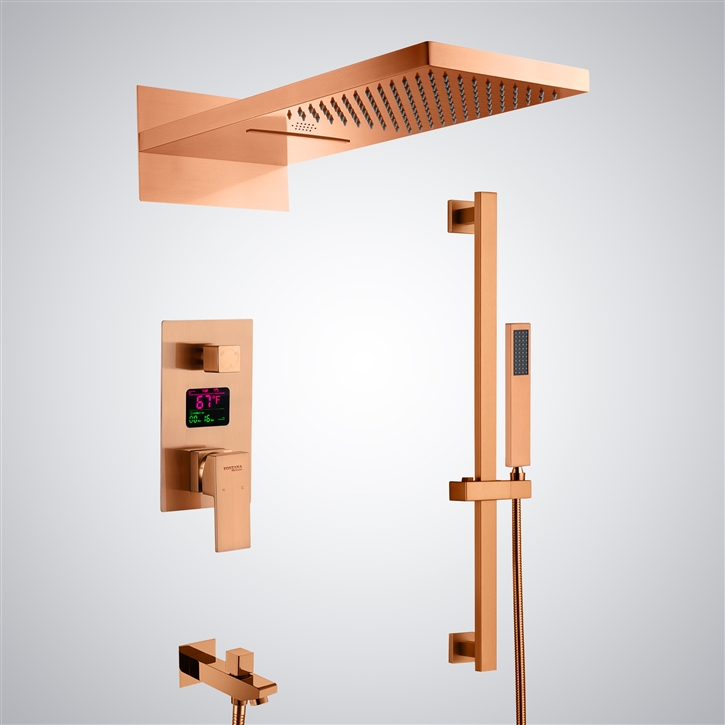 Fontana Chalon-sur-Saone Rose Gold Multifunctional Music Luxury Shower Set With Display