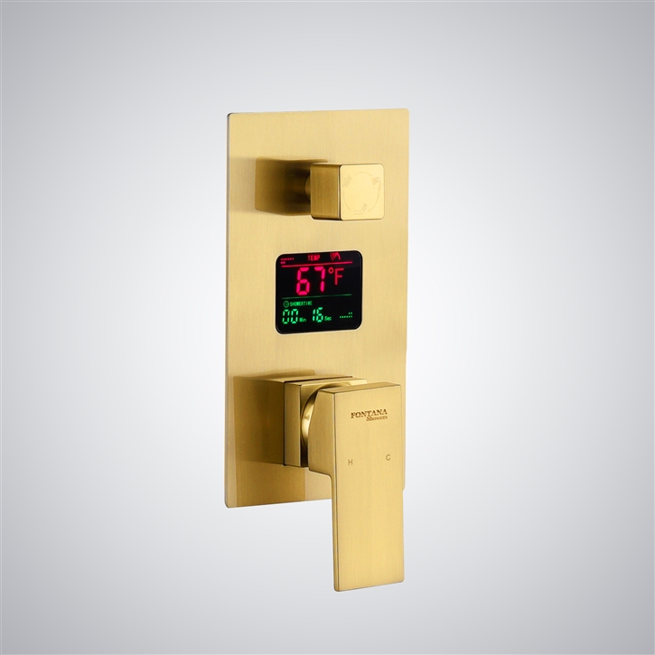 Fontana Pointe-a-Pitre Gold Thermosatic Digital Display Shower Mixer
