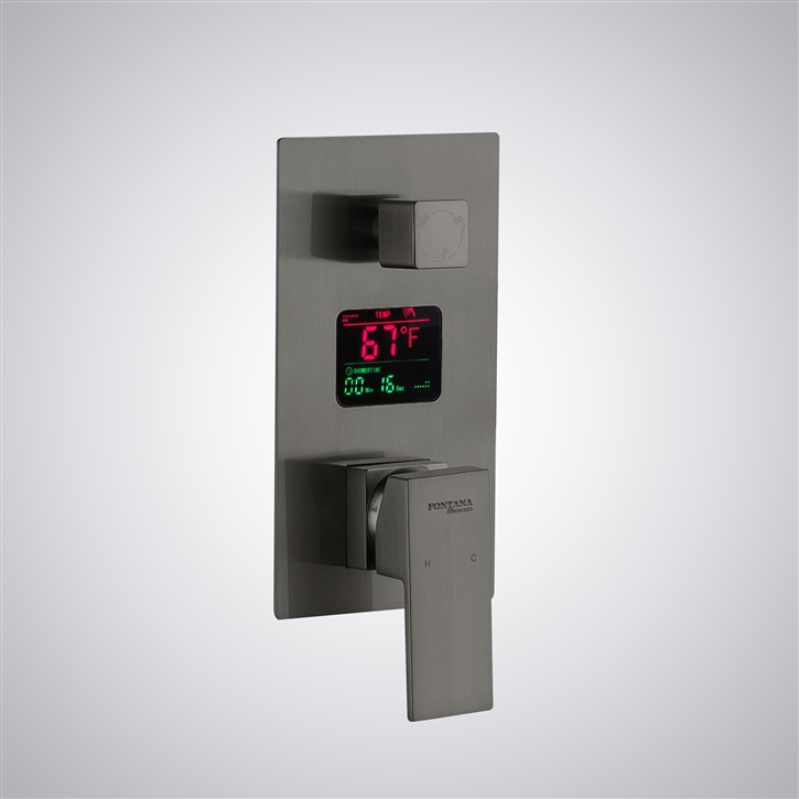 Fontana Pointe-a-Pitre Gun Metal Gray Multifunction LED Display Shower Mixer With Thermosatic