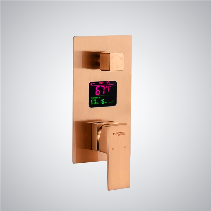 Fontana Pointe-a-Pitre Rose Gold 3 Function Thermosatic Digital Luxury Shower Mixer