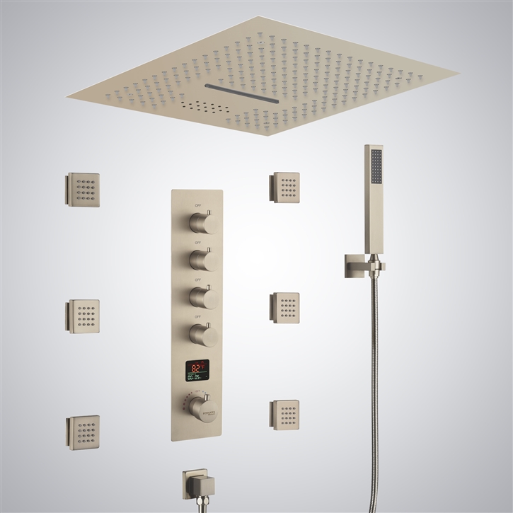 Fontana Brise Champagne Luxury Digital Display Shower Set With Music