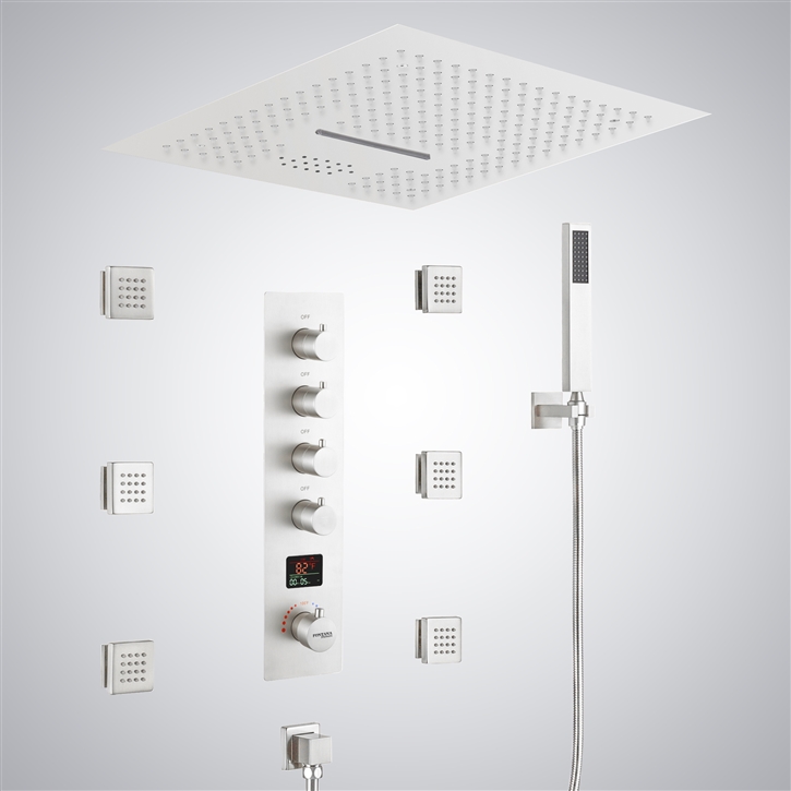 Fontana Brise Matte White Luxury Digital LED Shower Set | Modern Music ...