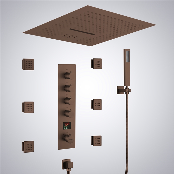 Fontana Brise Oil Rubbed Bronze Thermostatic Music Shower Set With Digital Display