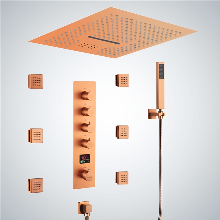 Fontana Brise Rose Gold Thermostatic LED Digital Display Shower Set