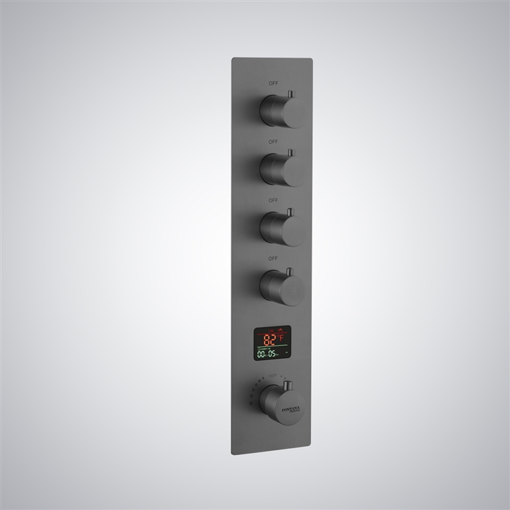 Fontana Flot Gun Metal Gray Thermostatic LED Display Luxury Shower Mixer