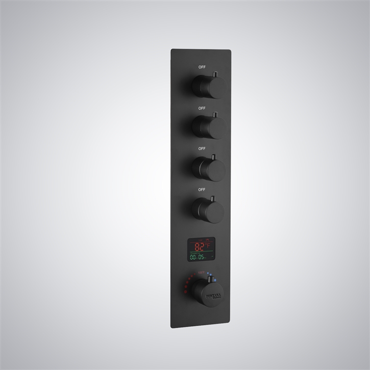 Fontana Flot Matte Black Thermostatic Digital LED Luxury Shower Controller