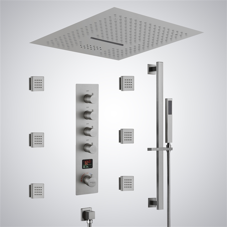 Fontana Matin Brushed Nickel Hot And Cold Digital LED Luxury Shower Set