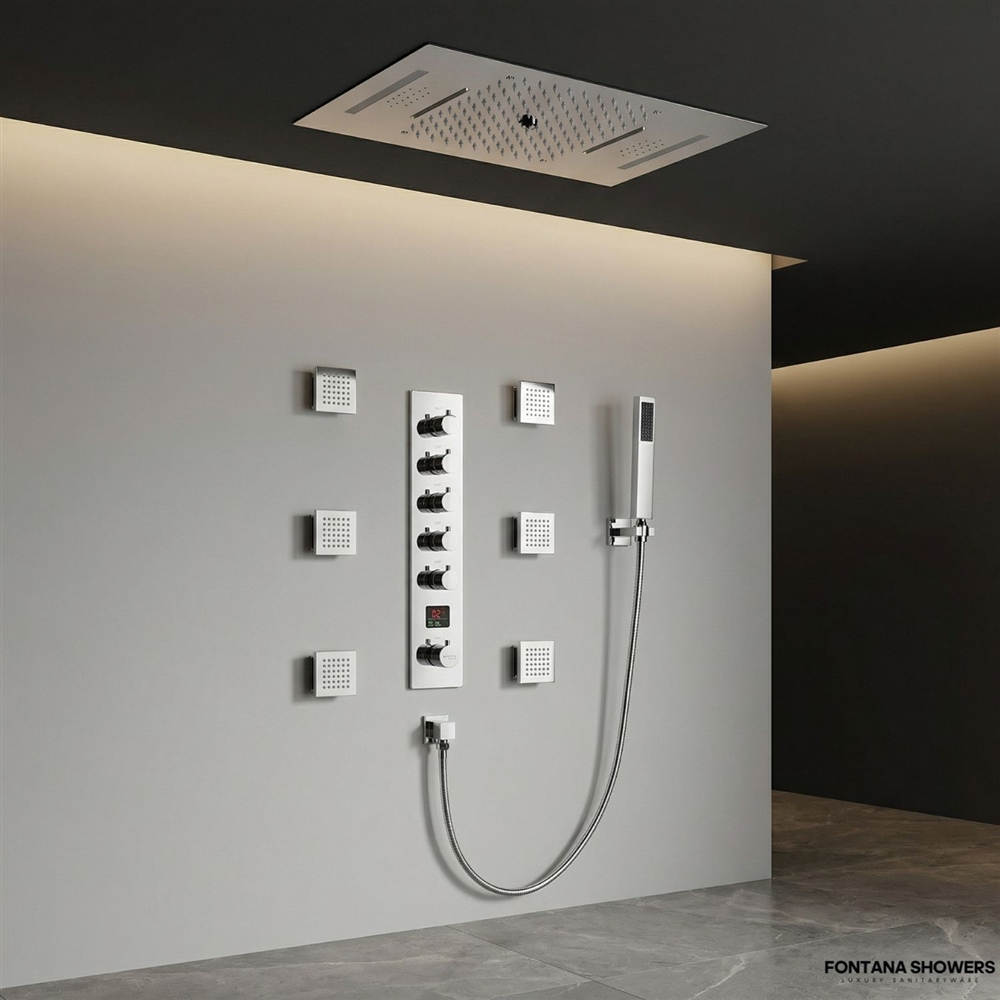Fontana Klarfluss Chrome 5 Function LED Thermostatic Digital Luxury Shower Set