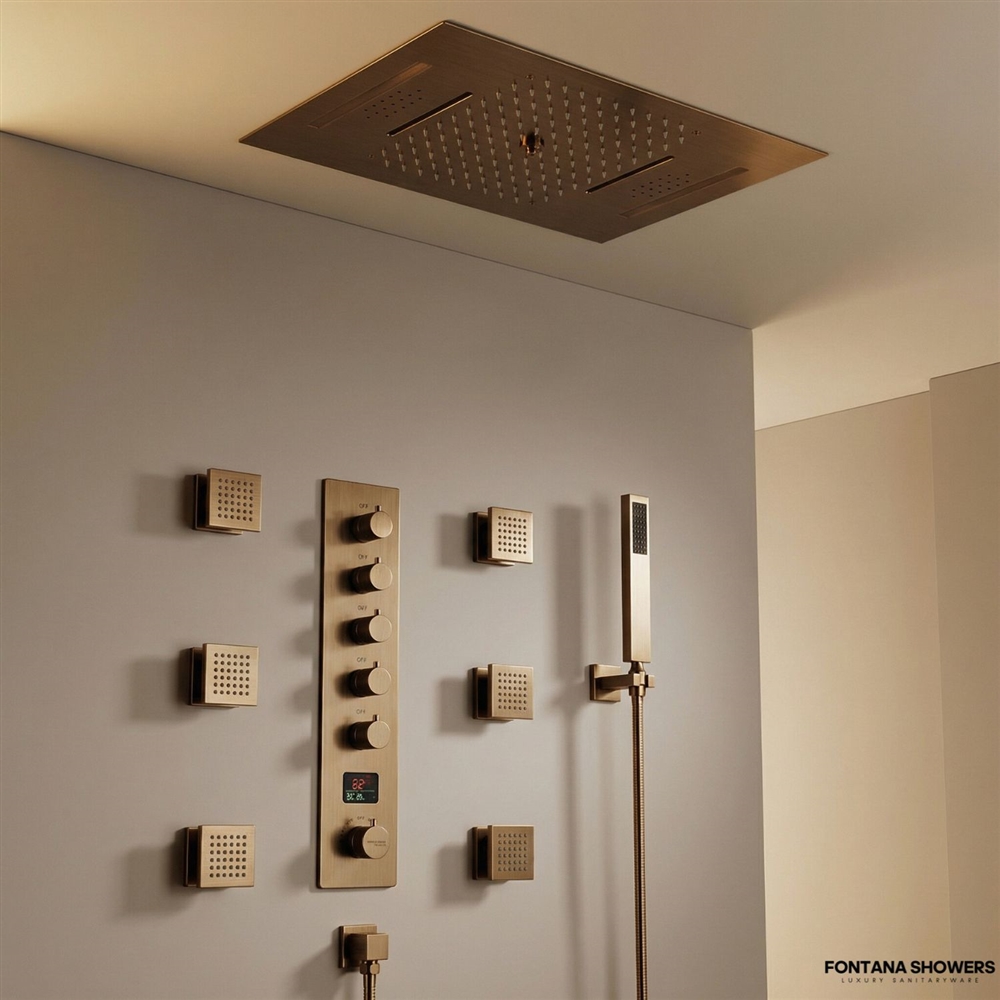 Fontana Klarfluss Oil Rubbed Bronze 5 Function LED Thermostatic Digital Luxury Shower Set