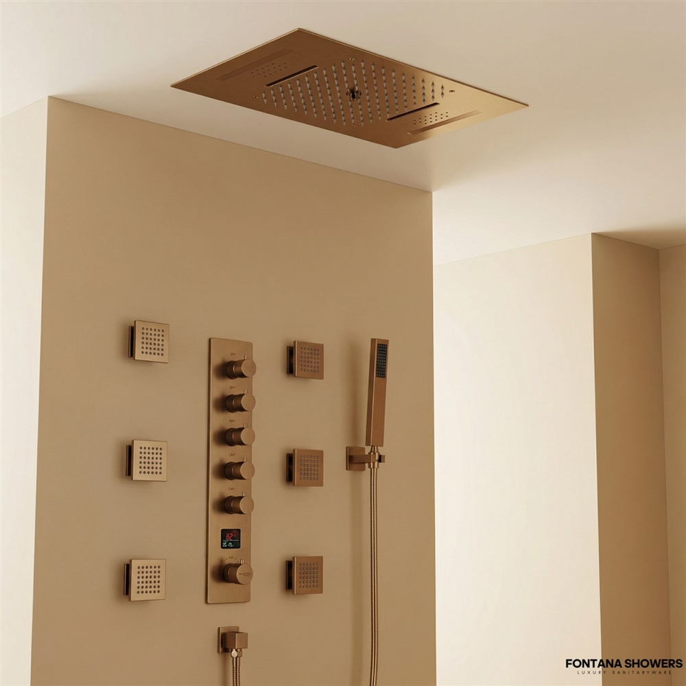Fontana Klarfluss Rose Gold Thermostatic LED Digital Luxury Shower Set