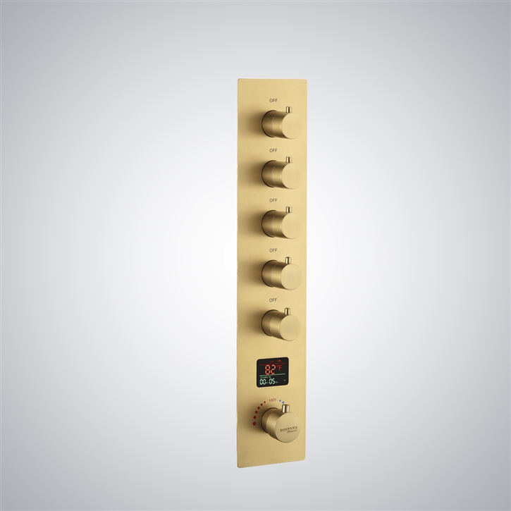 Brushed Gold Thermostatic Digital Display Luxury Shower Mixer