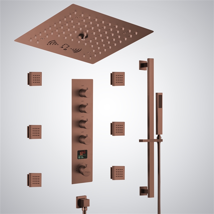 Fontana Glanz Oil Rubbed Bronze Thermostatic Digital Shower Set with Music