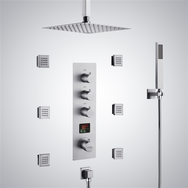 Fontana Edel Chrome 3 Function Thermostatic Digital Display Shower Set