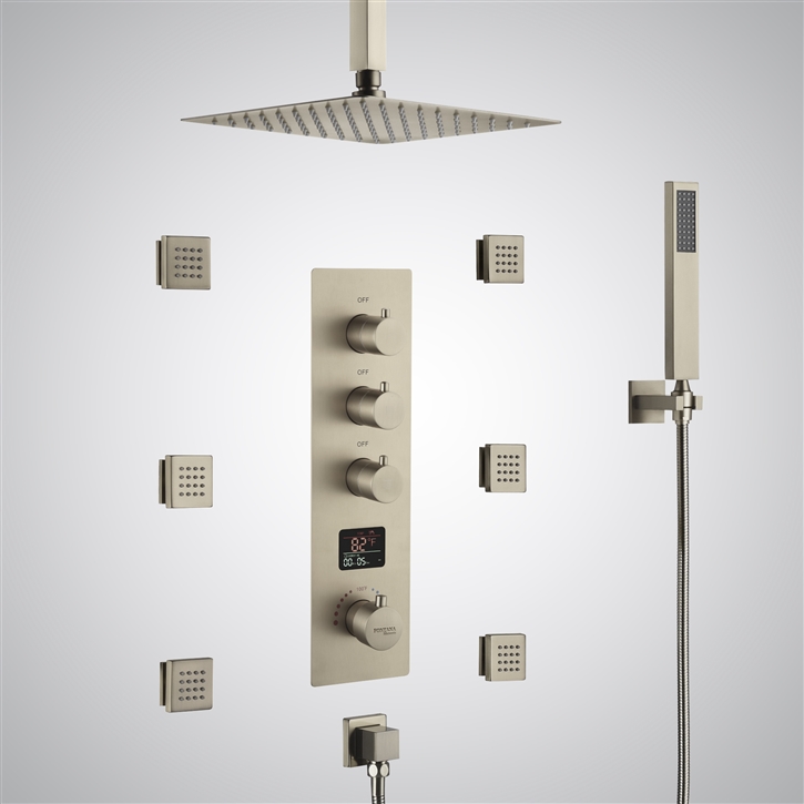Fontana Edel Champagne 3 Function Digital Shower Set | Thermostatic ...