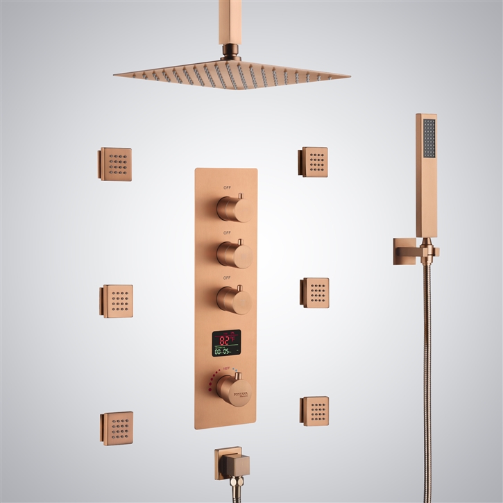 Fontana Edel Rose Gold 3 Function Thermostatic Digital Luxury Shower Set