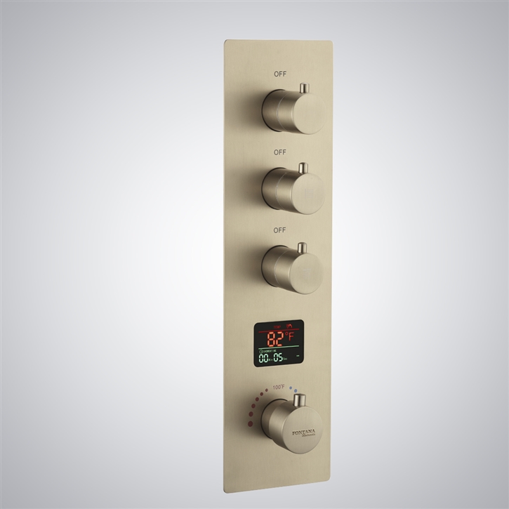 Fontana Nube Champagne Thermostatic Luxury Digital Display Shower Mixer