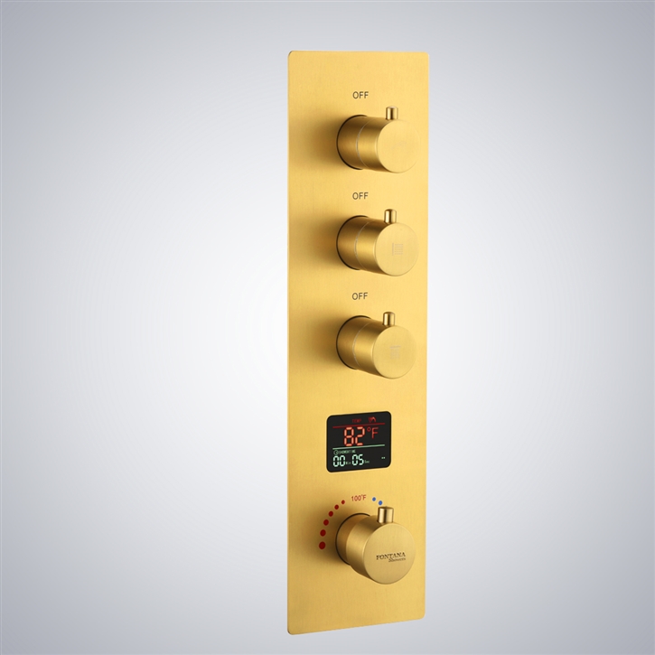 Fontana Nube Gold Thermostatic Luxury Shower Mixer With Digital Display