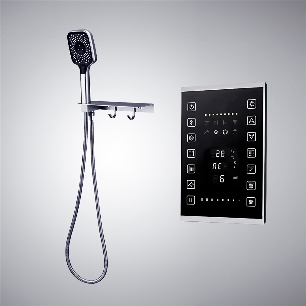 Fontana Tabara Chrome Handheld Shower with Shelf And Digital Control Mixer