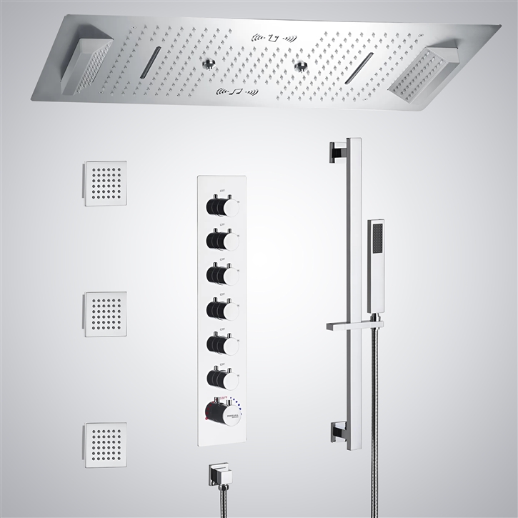 Fontana Mula Chrome 6 Function Thermostatic LED Music Luxury Shower Set