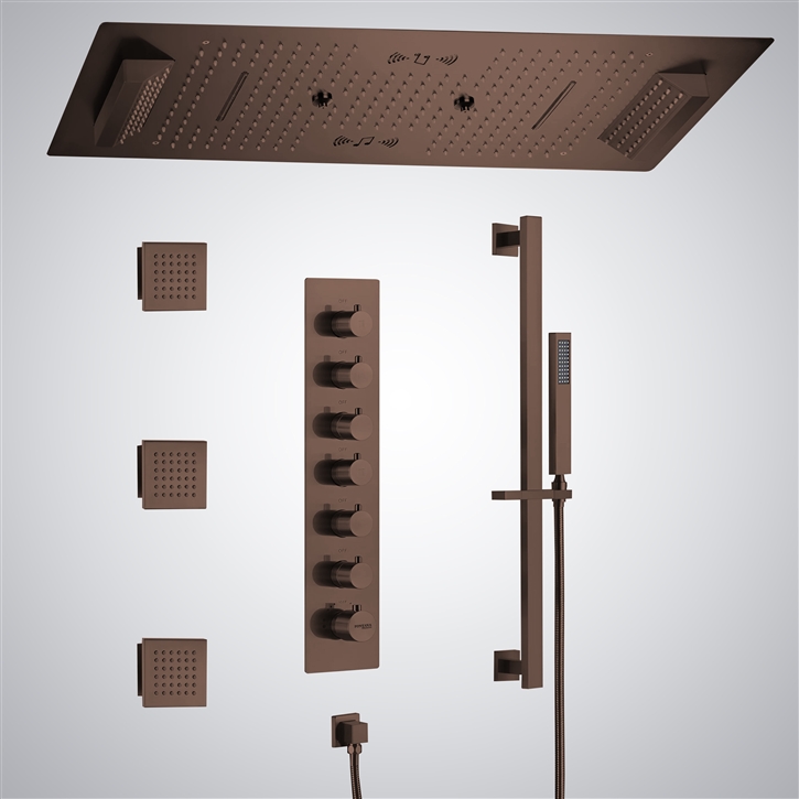 Fontana Mula Oil Rubbed Bronze Multifunction Thermostatic LED Music Luxury Shower Set