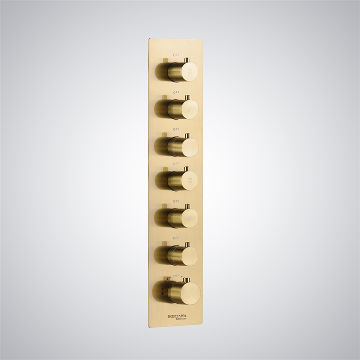 Fontana Borja Brushed Gold 6 Functions Thermostatic Control Shower Mixer