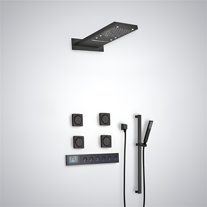 Fontana Fraga Matte Black LED Thermostatic Shower System