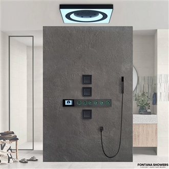 Fontana Loja Matte Black Music Thermostatic LED Shower Set