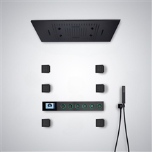 Fontana Ainsa Matte Black Thermostatic LED Shower Set With Music