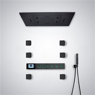 Fontana Ainsa Matte Black Thermostatic LED Shower Set With Music