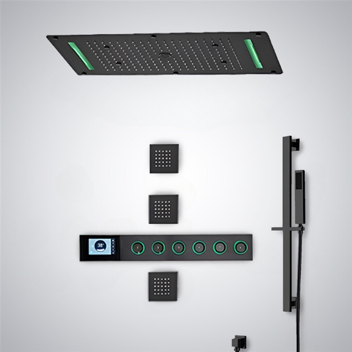 Fontana Vada Matte Black LED Thermostatic Shower System | Smart Digital ...
