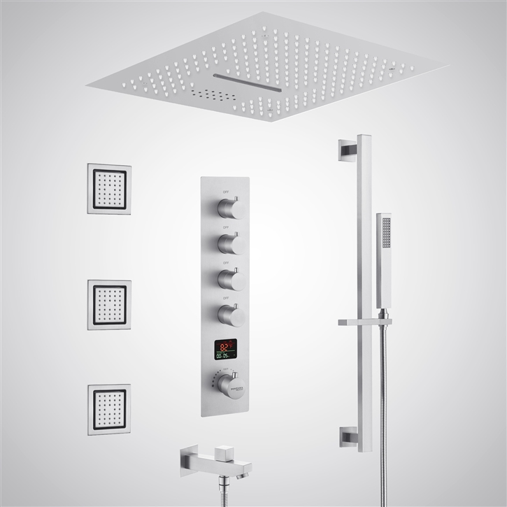 Fontana Soave Chrome Thermostatic Music LED Digital Shower Set