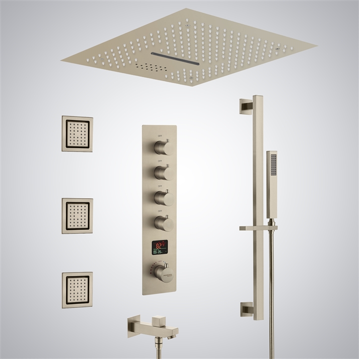 Fontana Soave Champagne Digital Luxury Shower Set | LED, Music ...