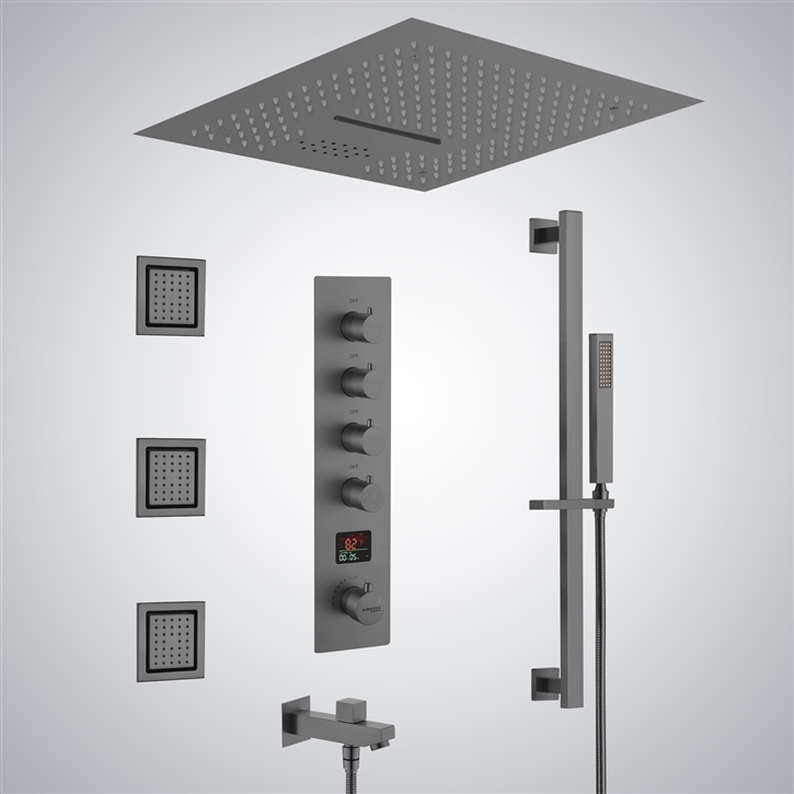Fontana Soave Gun Metal Gray Digital Luxury Shower Set | LED, Music ...