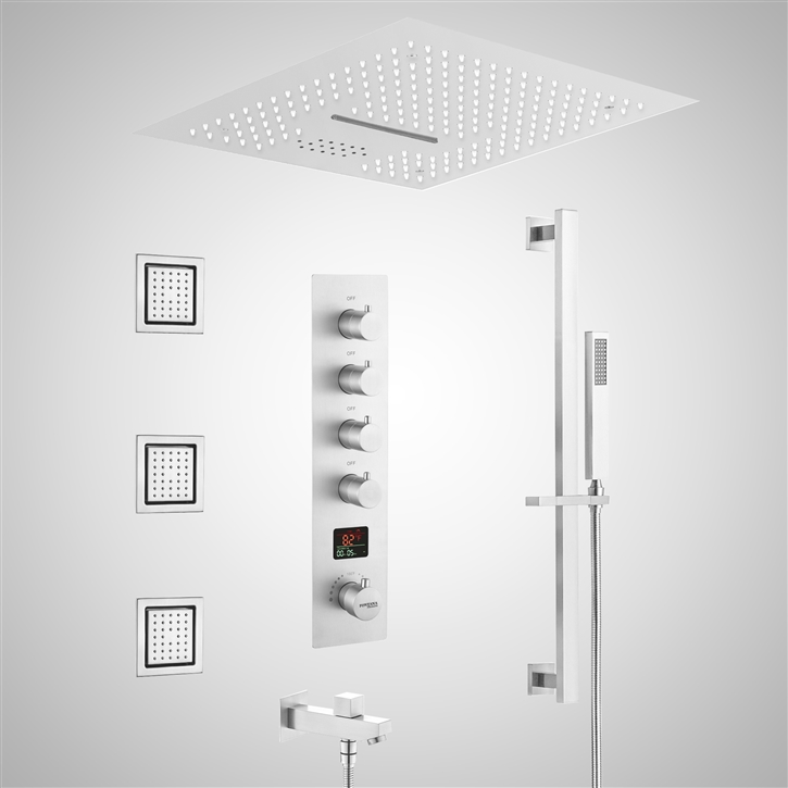 Fontana Soave Matte White Hot And Cold Music LED Shower Set With Digital Display