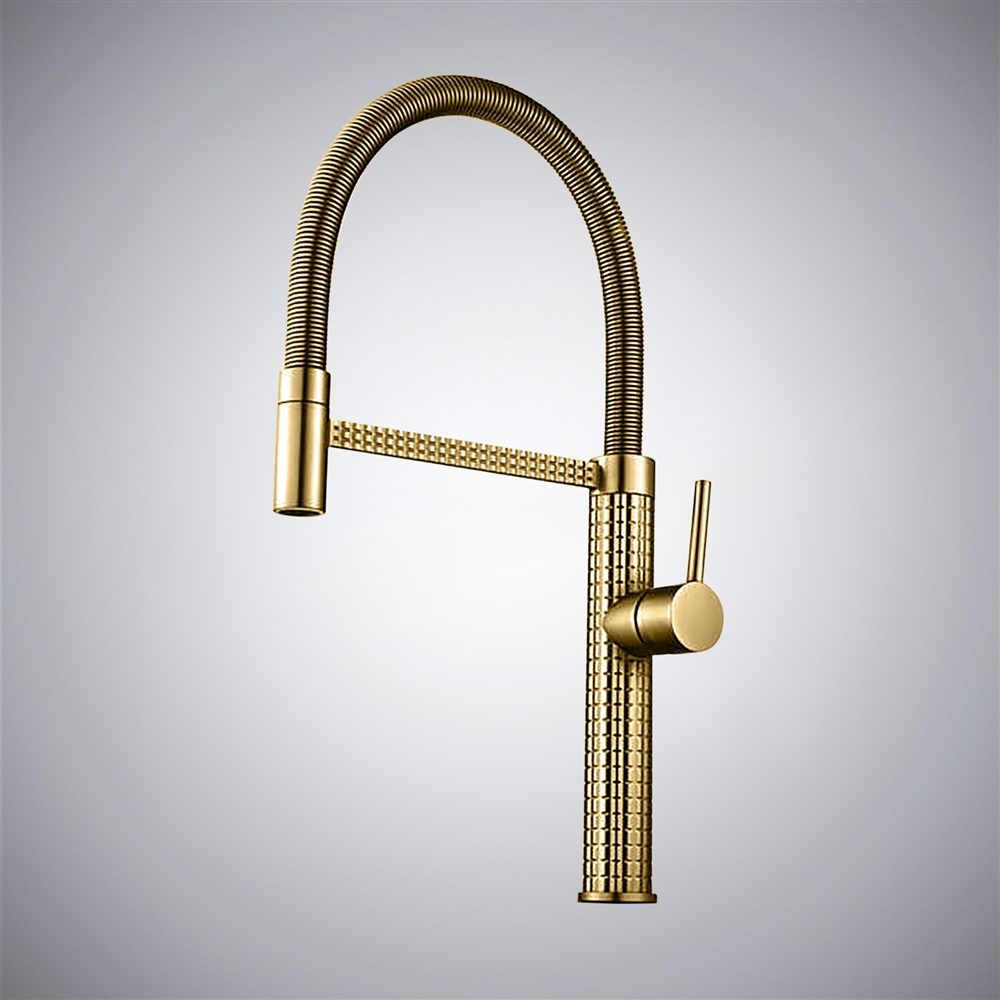 Fontana Vilaboa Brushed Gold Brass Single Handle Luxury Kitchen Faucet