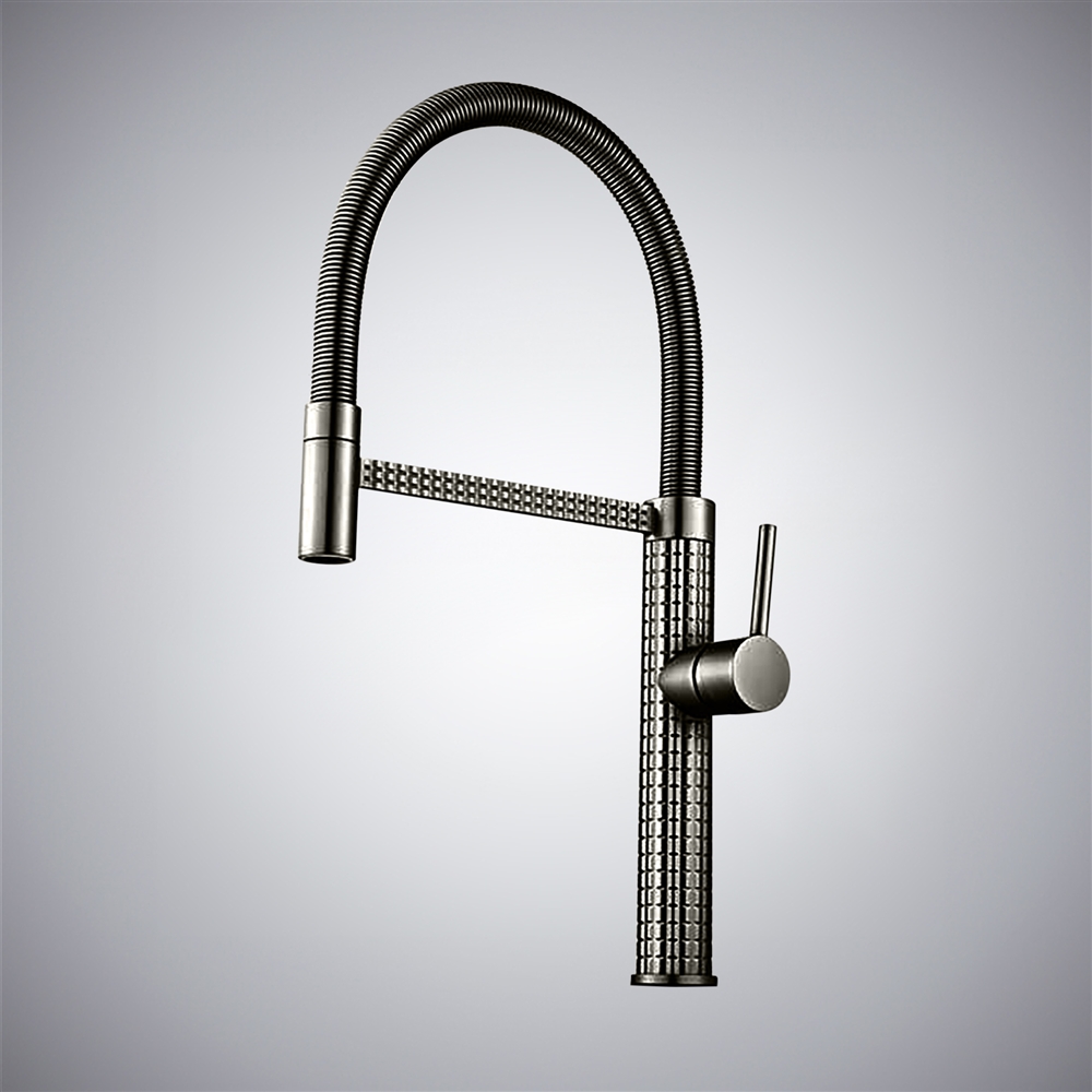 Fontana Vilaboa Gun Metal Gray Single Handle Pull Out Luxury Kitchen Faucet