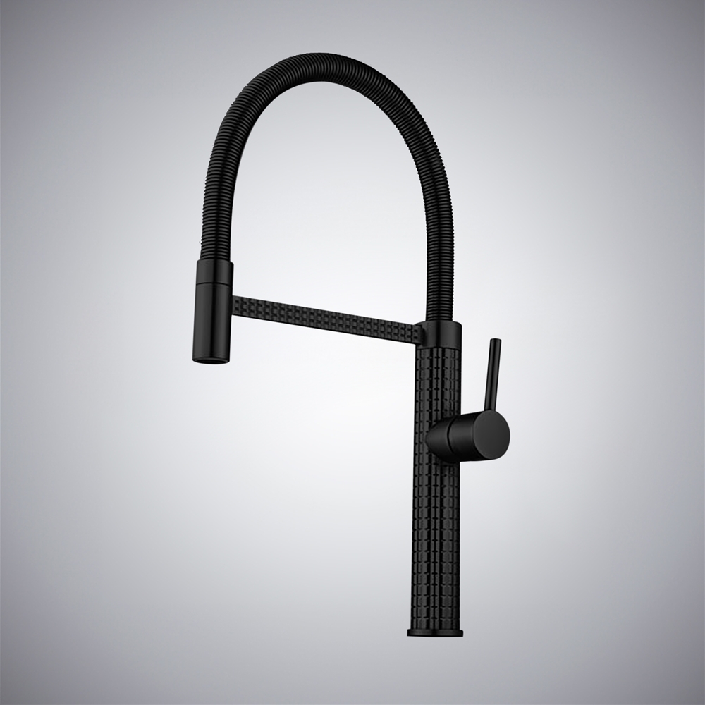 Fontana Vilaboa Matte Black Brass Single Handle Luxury Kitchen Faucet
