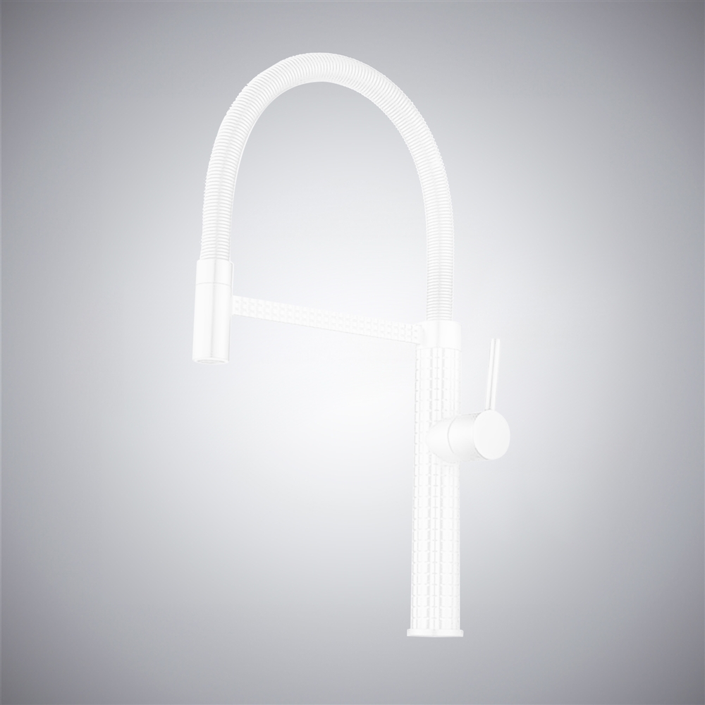 Fontana Vilaboa Matte White Brass Single Handle Luxury Kitchen Faucet