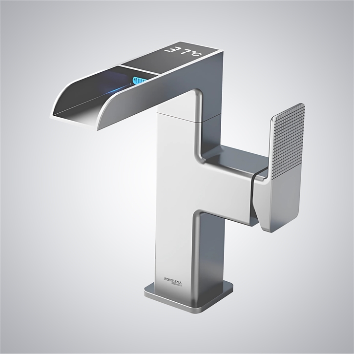 Fontana Gata Brushed Nickel LED Hot And Cold Luxury Basin Faucet