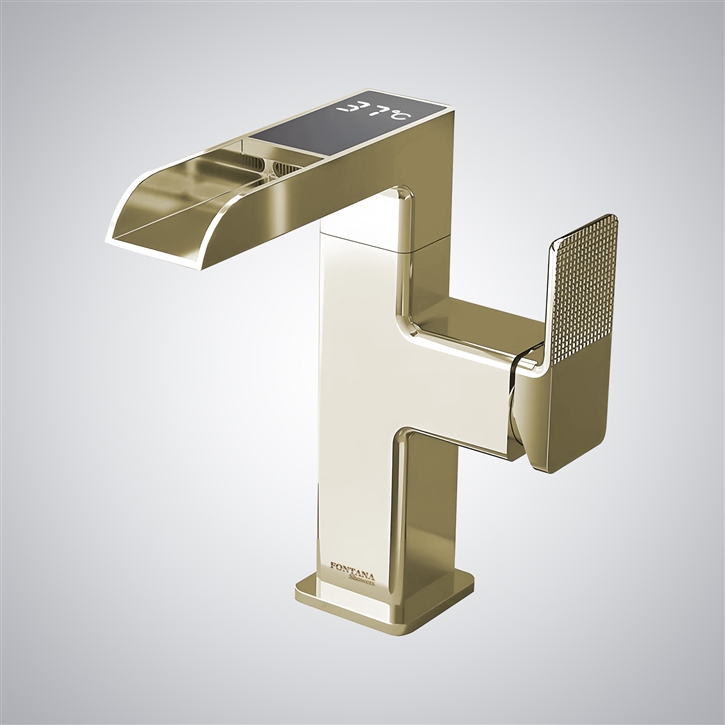 Fontana Gata Champagne Hot And Cold LED Luxury Basin Faucet