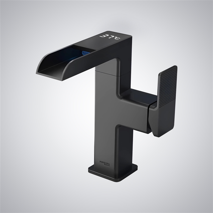 Fontana Gata Matte Black Hot And Cold LED Luxury Basin Faucet