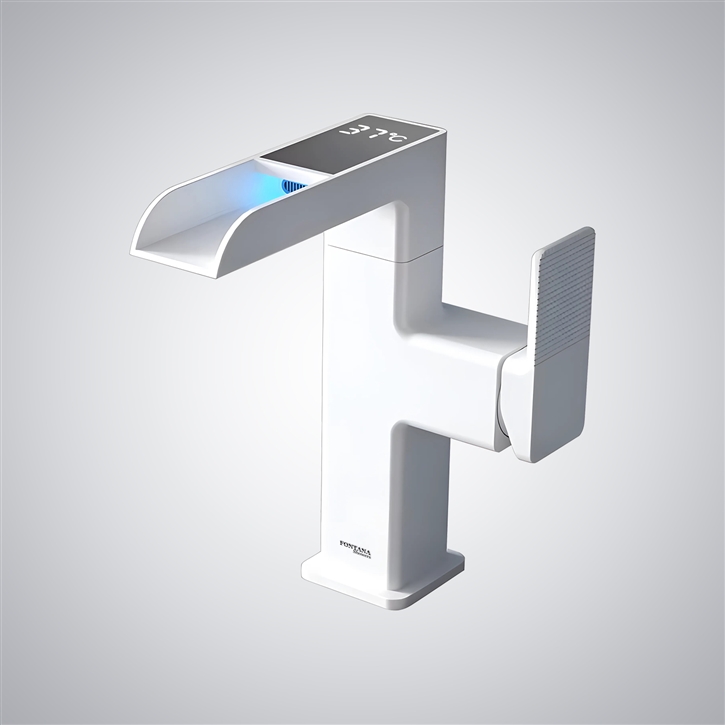 Fontana Gata Matte White Hot And Cold LED Luxury Basin Faucet